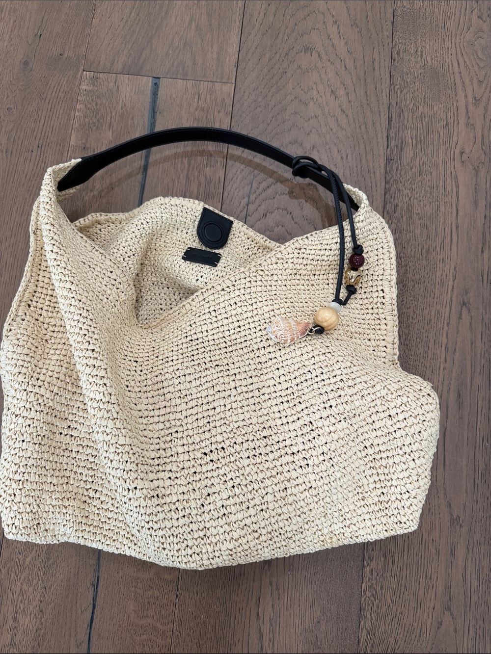 Madewell Cream Woven Shoulder Hobo with Black Handle